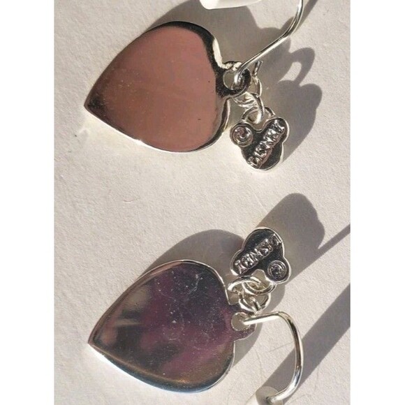 Authentic Disney Dangling Double Heart Shaped Green Red Enamel Pierced Earrings - Picture 4 of 4